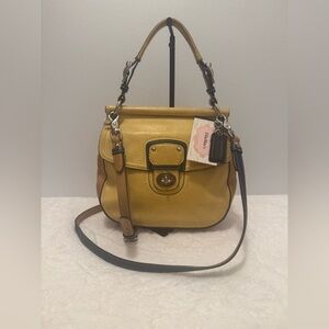 Coach Willis Vintage 70th Anniversary Yellow and Black Leather Handbag
